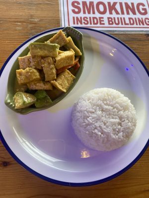 Thai green curry and tofu with rice   at Sweet Kitchen in Surat Thani