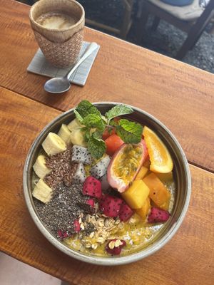 Lanta Bowl and Latte with soy milk   at Tuesday Morning in Koh Lanta