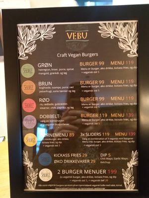 Menu at Vebu in Aarhus
