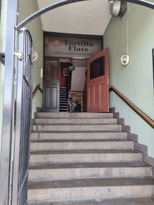 Entrance stairs at Tortilla Flats in Vejle