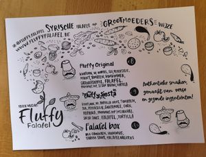 the menu on Sept. 22nd 2022 😋 at Fluffy Falafel in Kortrijk