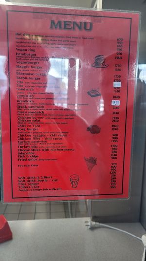 Menu at Pylsuvagninn in Selfoss