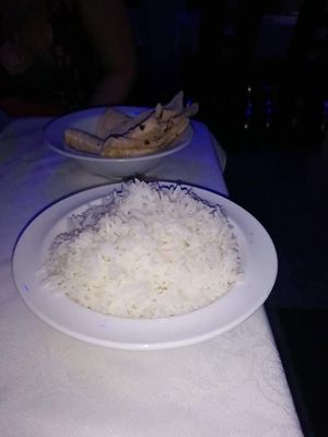 Steamed rice at Addu's Indian Restaurant in Doncaster