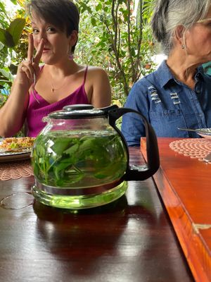 Herbal tea fresh from our garden! at Tulsi Cafe y Plantas in Ciudad Colon