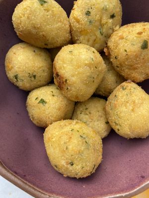 Croquetas falafel  at Gioia Cocina Botánica in Buenos Aires