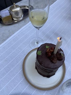 Surprise birthday cake!  at Gioia Cocina Botánica in Buenos Aires