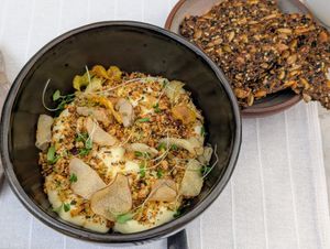 Potato and leek cream at Gioia Cocina Botánica in Buenos Aires