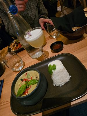 Green curry with eggplants. at NUSARA Thai Fire Kitchen in Poole