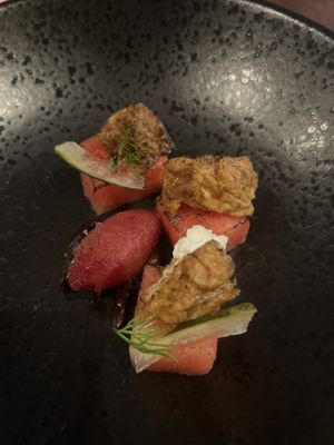 Water melon tofu   at Restaurant 263 in Leicester