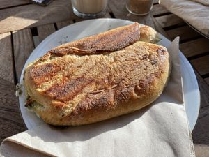 Vegan mozzarella panini - Hempies, Cologne  at Hempies - Händelstraße in Cologne