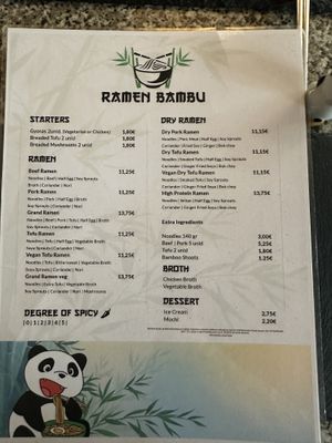 Menu.  at Ramen Bambu in Lisbon