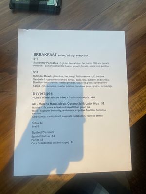 Menu page 2  at Soluna Cafe in Jackson