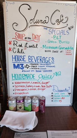 Daily specials at Soluna Cafe in Jackson