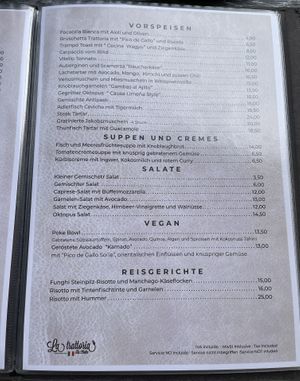 Menu Card (German)  at La Trattoria in Mallorca