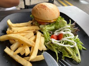 Burger set  at Makan Vegan - 斋这里 in Central Singapore
