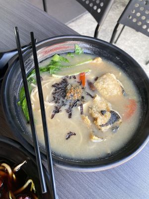 Fish noodles  at Makan Vegan - 斋这里 in Central Singapore