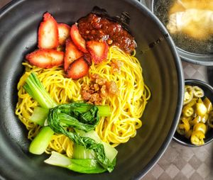 Wanton noodles not bad, worth trying at Makan Vegan - 斋这里 in Central Singapore