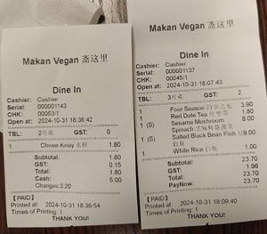 Very reasonable price at Makan Vegan - 斋这里 in Central Singapore