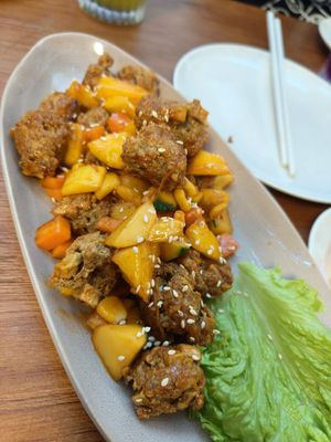 Sweet and sour pok at Makan Vegan - 斋这里 in Central Singapore