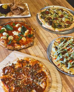 Vegan pizza at The Attic Bar & Stage in Calgary