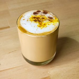 Ginger turmeric cinnamon latte with alternative milk at The Café in Little Falls