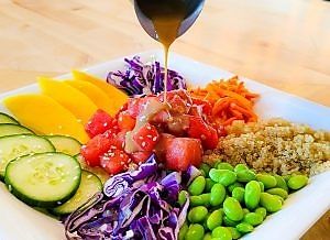 Vegan watermelon poké bowl at The Café in Little Falls