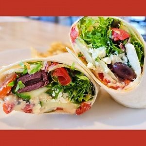 Vegan Greek Hummus Wrap at The Café in Little Falls