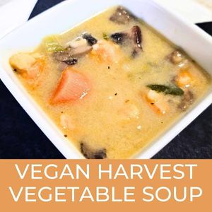 Vegan Harvest Vegetable Soup!  Sweet potatoes, carrots, Portobello mushrooms with wild rice and coconut milk. at The Café in Little Falls