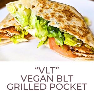 Vegan "VLT" Grilled Pocket.  Made with tofu. at The Café in Little Falls
