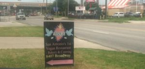 This is the sign that's out front at Vegeria - Viva Book Complex in San Antonio