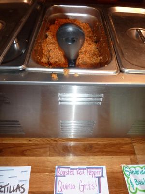 Roasted red pepper quinoa grits at Vegeria - Viva Book Complex in San Antonio