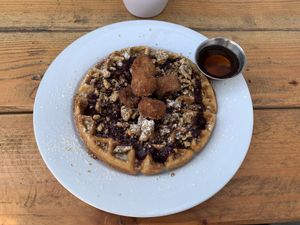 The Deluxe Cornmeal Waffle  at Rabbits Cafe - Killingsworth in Portland