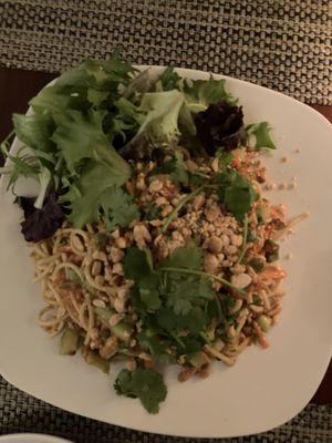Spicy sesame peanut noodles. Really good   at Red Ocotillo in Borrego Springs