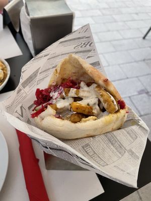 Vegan shawarma pita  at El Hummus in Mallorca