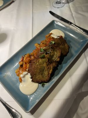 Vegane Kürbiskern - Falafel auf Rosmarin Ratatouille  at Gasthaus Stainzerbauer in Graz