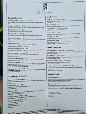 Menu at Kafe 5999 in Willemstad
