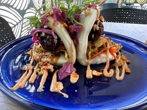 Vegan bao buns   at Kafe 5999 in Willemstad