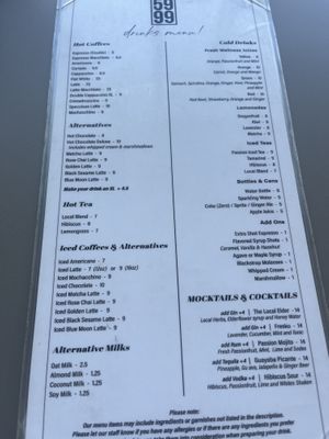 Clearly marked plant based milks  at Kafe 5999 in Willemstad