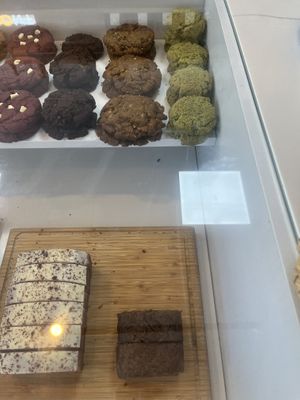 The far right matcha cookie, next to it oatmeal cookie and below banana bread are all vegan!   at Kafe 5999 in Willemstad