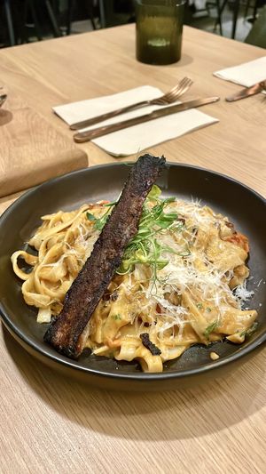 Vegan carbonara- the showstopper of the meal  at Mangosteen in Portsmouth
