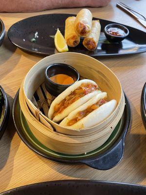 Bao and crab spring rolls.  at Mangosteen in Portsmouth