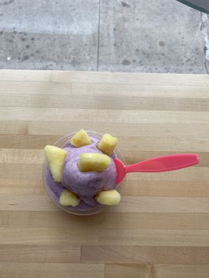 vanilla coconut base with ube and guava mix-in and pineapple  at Oh Yeah Creamery in Tampa