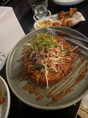 Mung bean pancake and KFC cauliflower bites   at Hello Beasty in Auckland