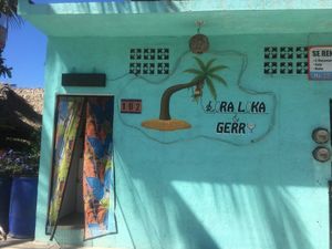 The view from the town's main street.  Enter to the left at Lora Loka in La Manzanilla