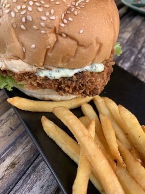 tofu burger   at Pait Tine Taung in Koh Phangan