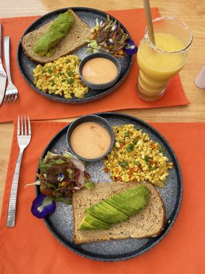 Tofu scramble comes with avo toast!   at HeyBong - The Healthy Secrets  in Siem Reap