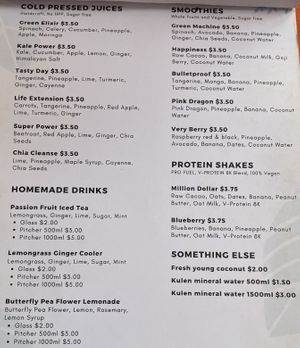 Menu 1 of 7 - Juices and smoothies  at HeyBong - The Healthy Secrets  in Siem Reap