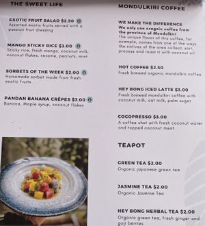 Menu 7 of 7 - Sweets, coffee and tea  at HeyBong - The Healthy Secrets  in Siem Reap