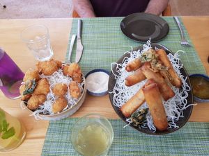 Cauliflower bites and Spring rolls at HeyBong - The Healthy Secrets  in Siem Reap