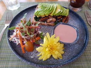 Mushrooms and a avocado on toast at HeyBong - The Healthy Secrets  in Siem Reap